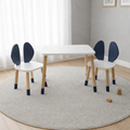Wooden Kids Table and Bunny Chair Set | Montessori Playroom Furniture | Perfect for Ages 3+ | Navy Color