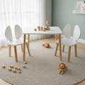 Wooden Kids Table and Bunny Chair Set | Montessori Playroom Furniture | Perfect for Ages 3+ |White Color